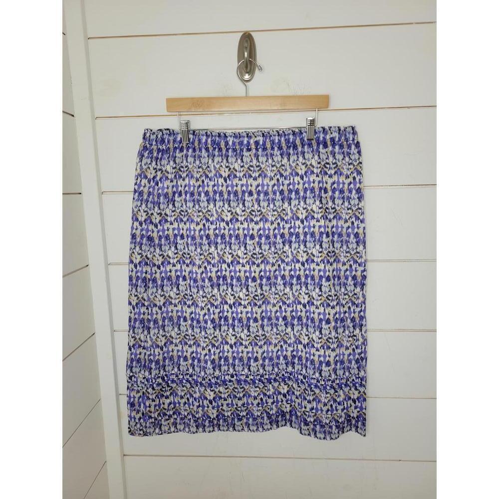 Eddie Bauer Large blue & white tiered midi skirt